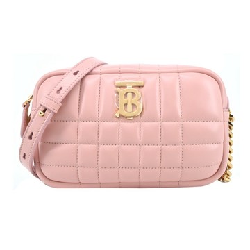 [平輸版]BURBERRY Lola T金字LOGO羊皮相機/斜背包(黑色)真品平輸