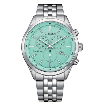 CITIZEN 星辰 GENT'S AT2570-56M 聖誕推薦款 三眼計時光動能男錶 綠面 42mm｜樂天全館特惠中★指定刷卡回饋10%