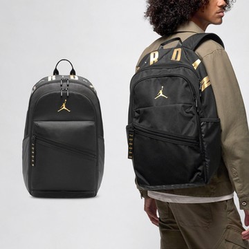Nike 後背包 Jordan Jumpman 黑 金 15吋筆電包 多夾層 雙肩背 書包 喬丹 JD2443001AD-001