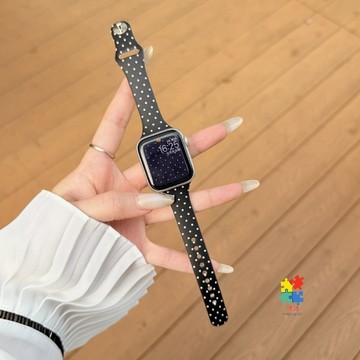 ins印花 波點錶帶 硅膠錶帶 適用 Apple Watch 11 10 9 8 7 替換錶帶 42mm 46mm 錶帶