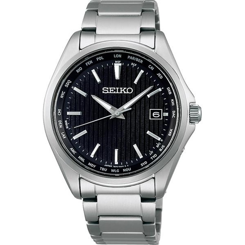 SEIKO セイコー電波 ソーラー腕時計 セイコーセレクションワールドタイムチタンメンズSBTM291 | LINEショッピング