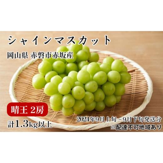 ふるさと納税 岡山県 赤磐市 ぶどう 2024年 先行予約 シャイン マスカット 晴王 2房 合計1.3kg以上 2024年9月上旬〜9月下旬発送分 ブドウ 葡萄 岡山県 赤磐市…