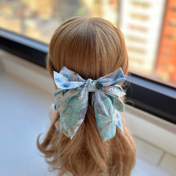 獨家蕾絲蝴蝶結馬尾夾抓夾相交夾香蕉夾仙女夾髮夾-藍綠