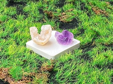 瑪瑙白水晶原礦元寶 紫晶骨幹晶花  |招財開運  辦公室 風水擺件