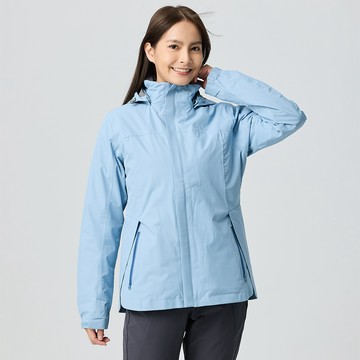 女款防水2IN1+羽絨兩件式外套 (A1GA2502W霧藍/防風/防水/透氣/禦寒)