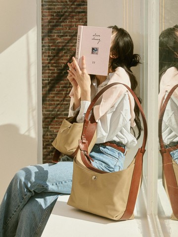 Leather Hobo Shoulder Twill Bag