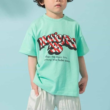 日本 BREEZE - 美式復古海報印花T恤-英文logo-薄荷綠