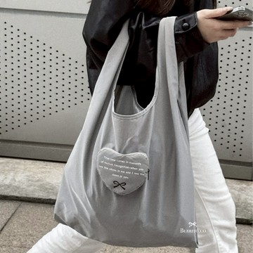 [購物帶上它🛍️] 質感愛心收納環保袋｜購物袋 環保購物袋 收納袋 褶疊購物袋 旅行大容量 防水 折疊 加厚 旅行包