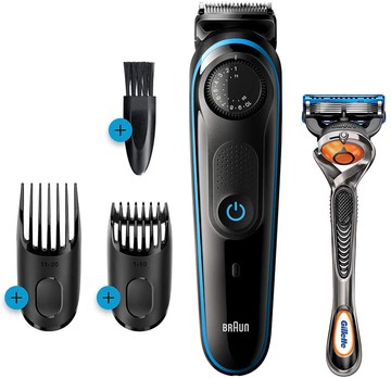 【日本代購】BRAUN 博朗鬍鬚修剪器3 電動理髮器0.5毫米-20毫米(寬0.5毫米寬) 配備PRO刀片整次水洗全身BT3240 黑色