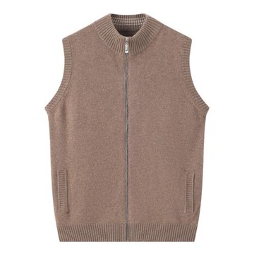 純羊絨馬甲男半高圓領拉鏈開衫羊絨衫秋冬加厚大碼背心坎肩E2422