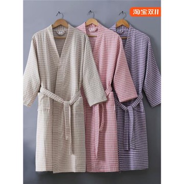 純棉紗布浴袍成人男士全棉睡袍女吸水速干可穿式浴巾大人毛巾浴衣