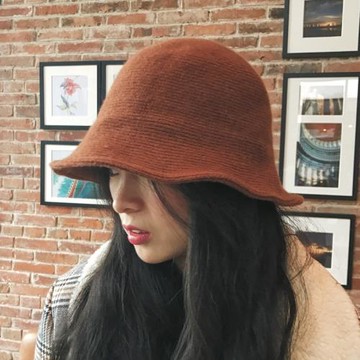 漁夫帽子女春秋季冬天英倫百搭羊毛呢面盆帽日系毛線針織韓版青年
