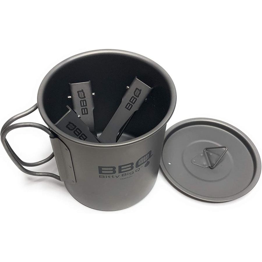 BITTY BIG Q titanium coffee cup mug with lid and folding cutlery set c