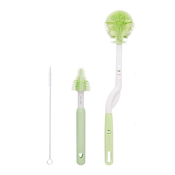 nac nac 柔細旋轉奶瓶奶嘴刷 奶瓶刷31.5 x 5.5cm + 奶嘴刷19 x 3cm + 吸管刷17.5 x 0.7cm  1組  茉莉綠