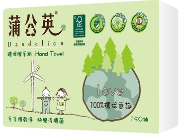 蒲公英 環保擦手紙 150張x5包x4串/箱偏遠地區不配送