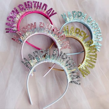 OLIVE PARTY 亮片生日髮箍5件組  1套  亮粉