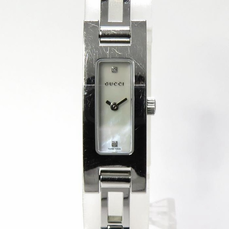 中古】グッチ レディース腕時計 2PD ダイヤベゼル クォーツ ホワイト  