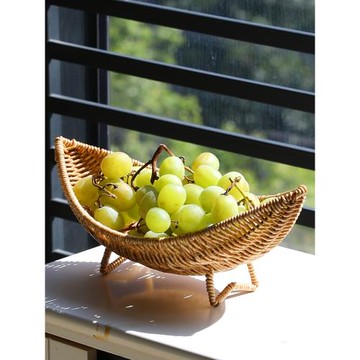 Kens歐式輕奢風水果盤塑料藤編創意客廳茶幾零食筐家用下午茶點盤