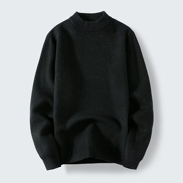 男士毛衣半高領秋冬季純色保暖針織打底衫加絨加厚中領線衣潮男裝