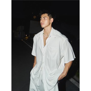 PAPASLILMONSTER【原創】夏季簡約慵懶襯衫涼感柔軟設計面料套裝