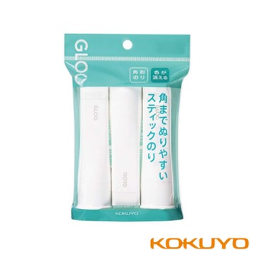 KOKUYO GLOO 方形口紅膠消色型-M藍(22g)3入