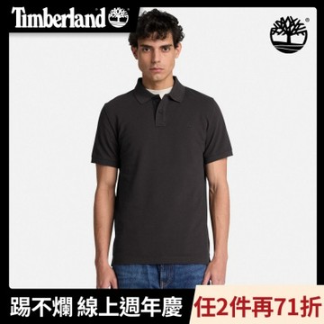 Timberland官方旗艦 男款黑色刺繡LOGO短袖Polo衫|A2AC1001