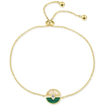 TRACEY CHEN 天然白翡未來鑽石手鍊 - 白翡＋孔雀石