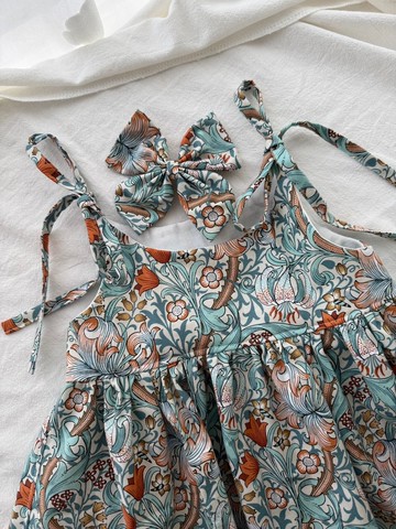 森の角落手作童裝 細肩綁帶小洋裝 圓舞曲之森 女寶洋裝 生日禮