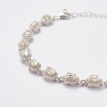 接通天地 |15顆 閃鑽赫基蒙 雙尖水晶 原礦手鍊 925純銀 S23AP19-04