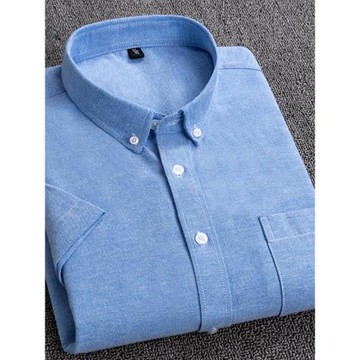 夏季男士短袖純色襯衫商務休閑免燙牛津紡半袖中年上班工作服襯衣