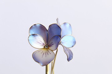 套兩個髮夾三色堇紫羅蘭丁香花