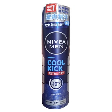 NIVEA 妮維雅 瞬間酷涼系列 男士止汗爽身噴霧 舒活麝香，體感瞬降10°C，48小時止汗抑味  150ml  1瓶
