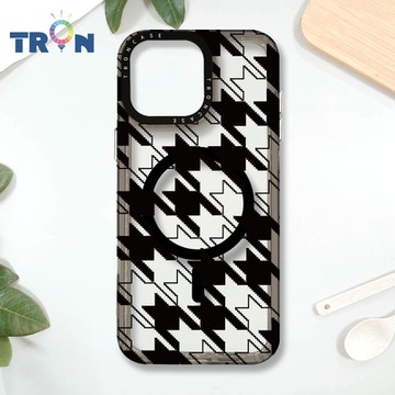 TRON IPHONE 16 PRO MAX 虛實剪影千鳥紋 MAGSAFE 磁吸 防摔 太空殼 透黑 手機殼