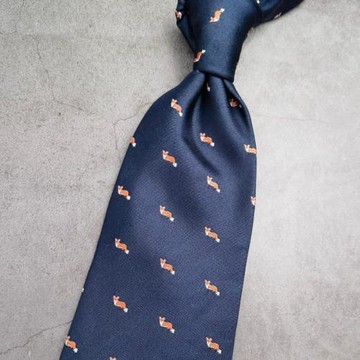 原創設計小狐貍刺繡商務時尚真絲