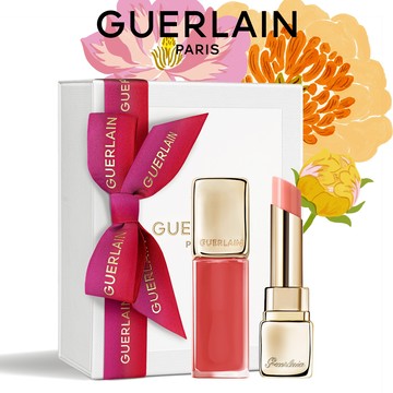 LINE禮物獨家組贈化妝包💛宋慧喬愛用【Guerlain】嬌蘭KISSKISS法式之吻護唇雙星組 309 奶茶杏色