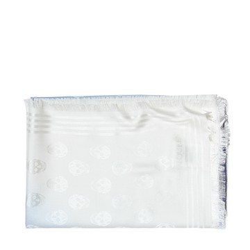 Alexander Mcqueen - White And Blue Silk And Wool Blend Ombre' Biker 13 Scarf