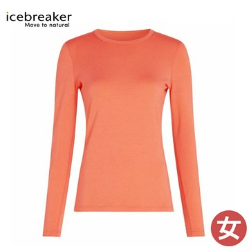 【Icebreaker 紐西蘭 女 Core Heavyweight 圓領長袖上衣《珊瑚粉橘》】IB0A575G/登山/底層衣