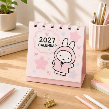 aa百貨2027可愛米菲小檯曆 ins風桌面擺件小日曆學生卡通高顏值迷你擺飾🥗百貨商店🥗