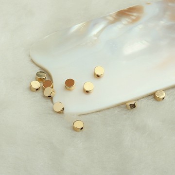 Tl- (50pcs/份）- 14k包金保色光面圓餅珠 diy手工飾品配件 手項鍊配珠穿線隔珠材料