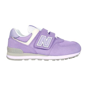 NEWBALANCE 女中童休閒運動鞋--WIDE-麂皮 574系列 寬楦 PV574ESL 薰衣草紫白