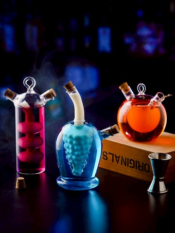 雞尾酒鴛鴦杯創意分享杯酒吧圓球雙管玻璃杯個性網紅器皿掛式酒杯