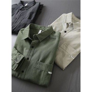 商場倒閉工地電焊工防燙耐磨工作服純棉襯衫男春秋上班長袖外套男