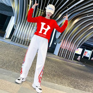 跳鬼曳步廣場舞服裝新款晨跑步休閑時尚運動服爵士舞蹈街舞套裝女