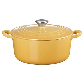 LE CREUSET 圓鐵鍋 附鋼頭鍋蓋  22cm  蜂蜜黃  1個