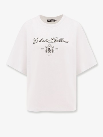 Rib-coté t-shirt with monogram embroidery - DOLCE & GABBANA - gender_Woman