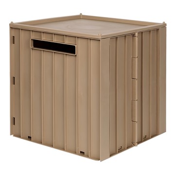 FAD 貨櫃折疊收納盒 24L方形帶蓋  31 x 31 x 32.2cm  奶茶棕  1個