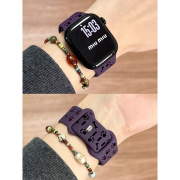 《台灣出貨》適用 APPLE WATCH 貓爪骨頭鏤空錶帶 矽膠錶帶 S11 S10 SE 46mm 45mm 女士錶帶