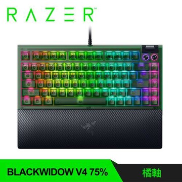 【Razer 雷蛇】黑寡婦 V4 熱插拔 75% 橘軸英文鍵盤《幻影綠》