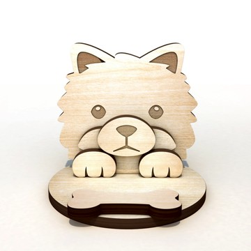 客製化❤️【DOGIS】白博美木製手機座 | 名片座 | memo夾 | 交換禮物 | 附包裝 | 快速出貨