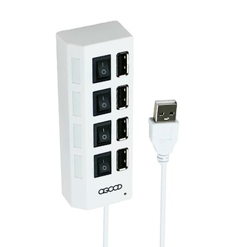 AGOOD 4埠USB2.0獨立開關集線器 45cm線長  1入